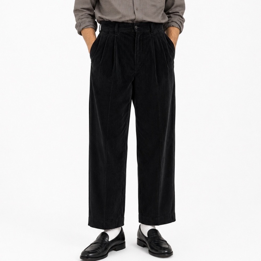 Vintage Burberrys Black Corduroy Trousers Pleated High Rise USA Made 37x28‎